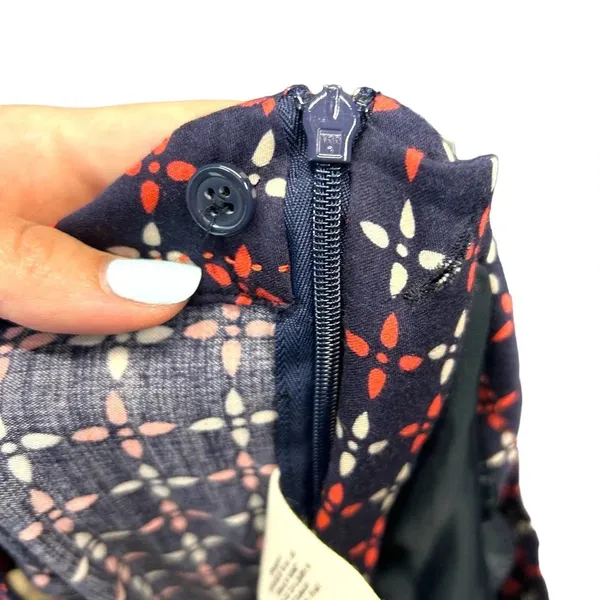Anthropologie Cartonnier Pants Geometric Print Wide Leg Rayon Navy Blue Size 4‎ - Image 8
