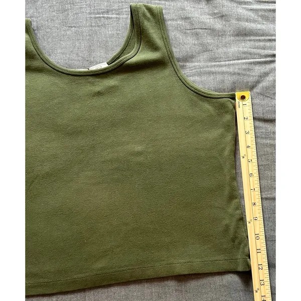 Liz Baker Petite Womens Large Tank Top Olive Green Scoop Neck Cotton Lycra - Image 8