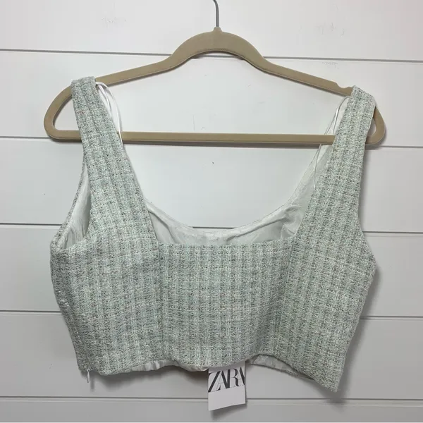 Zara‎ textured corset top fully lined side zipper Size L - Image 2