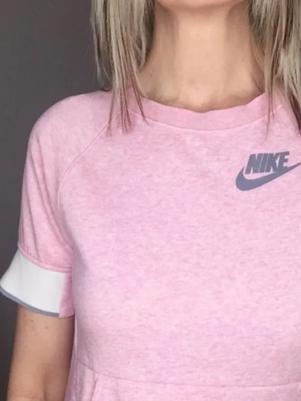 NIKE Pink Short Sleeve Kangaroo Pocket Pullover Women's Size M - Image 3