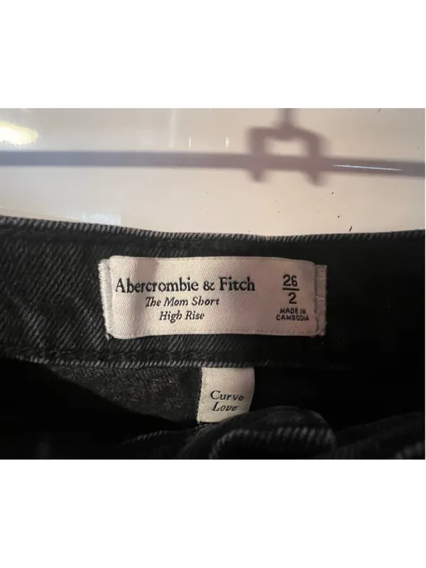 Abercrombie & Fitch Charcoal Wash Black Curve Love High Rise Mom Shorts Cut Off - Image 3