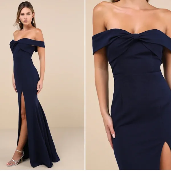 LULU's Sexy Prom Wedding Bridesmaid Elegant Sophisticated Off the Shoulder Maxi - Image 4