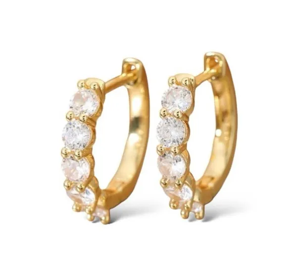 CZ Cubic Zirconia Gold Hoop Earrings for Women - Image 4