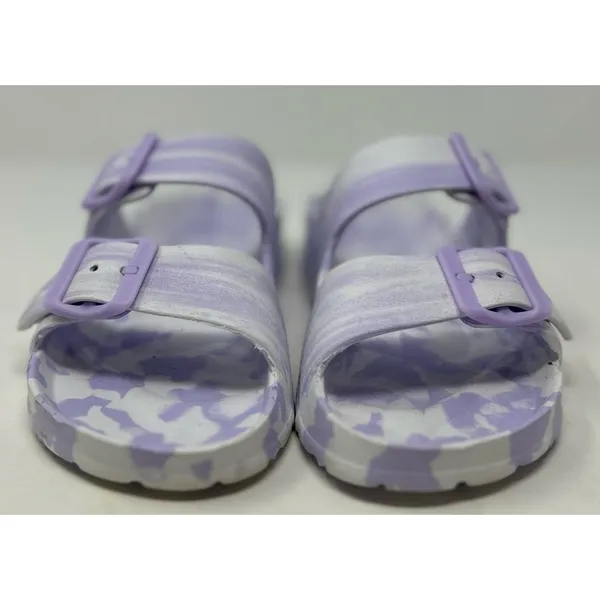 Women’s Lavender and White Tie Dye Double‎ Buckle Slip on Sandals Size 5/6 - Image 2