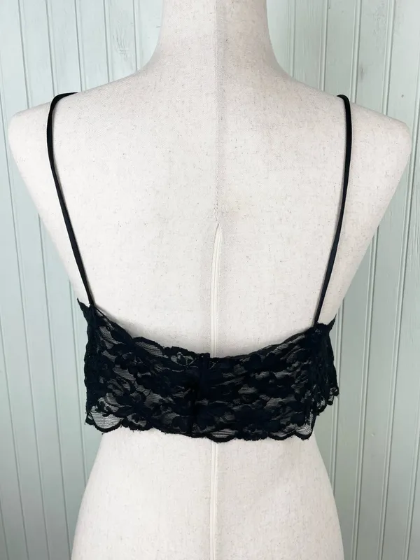 Vintage 80s 90s Alana Gale Sheer Black Lace Bralette Cami Small Dark Coquette - Image 4