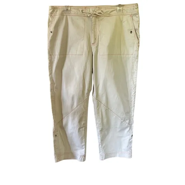 Nike Women's Convertible Cargo Pants Roll Up Capri Hiking Travel Beige Large - Image 2