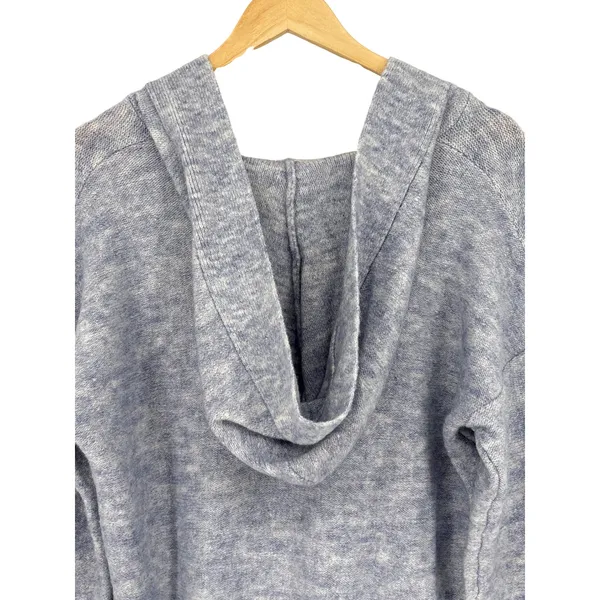 LOFT Lounge Sweater Womens Small Blue Hooded V-Neck Knit Pullover Relaxed Soft - Image 6