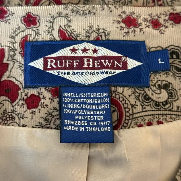 Vtg Ruff Hewn Corduroy Paisley Vest Large 90s Academia Boho Artsy Earthy Neutral - Image 5