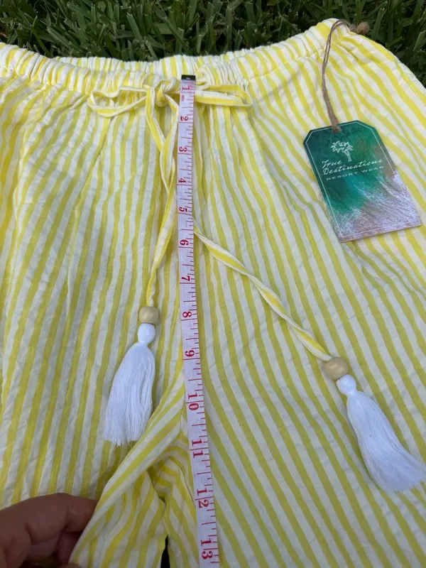 True Destinations Resort Wear Lemon Meringue Yellow Stripe Wide Leg Pants XS NWT - Image 4