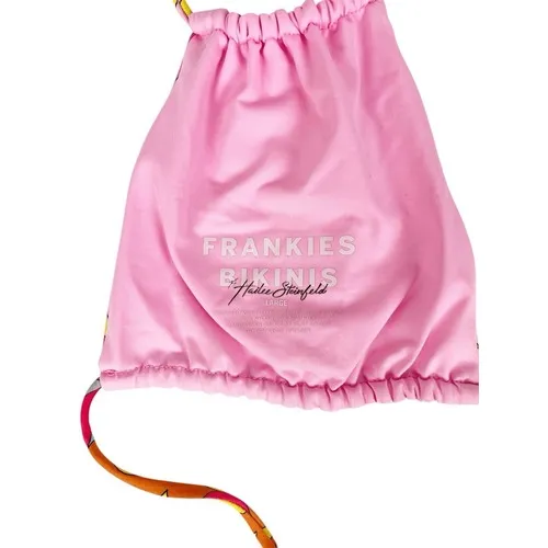 Frankie's Bikinis x Hailee‎ Steinfeld Far Out Sand Halter Bikini Top Pink Large - Image 7