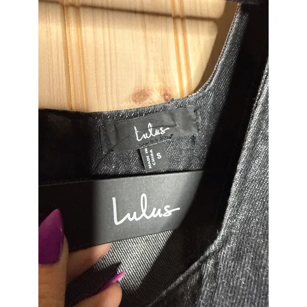NWT Lulus So Delighted Washed Black Denim Corset Seam Mini Dress LBD Party Sz S - Image 6