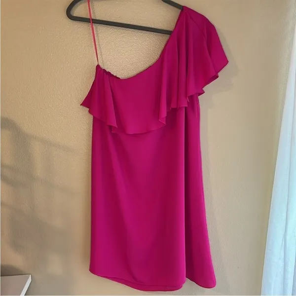 Amanda Uprichard One Shoulder Fuchsia Pink Ruffled Dress size‎ P - Image 4