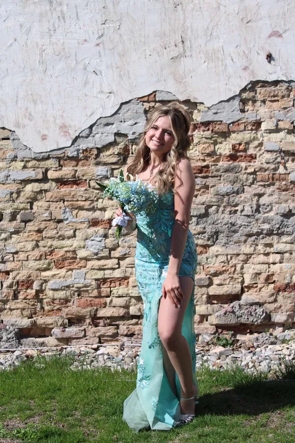 Aqua La Femme Blue Sequin Dress - Image 2