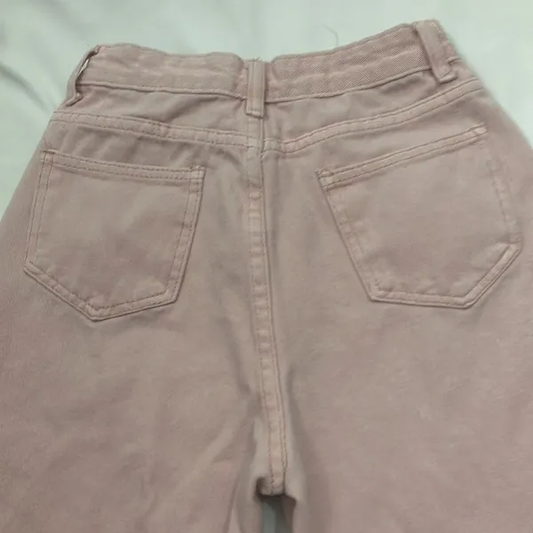 Baby pink flare leg raw edge denim pants woman’s size xtra small - Image 6