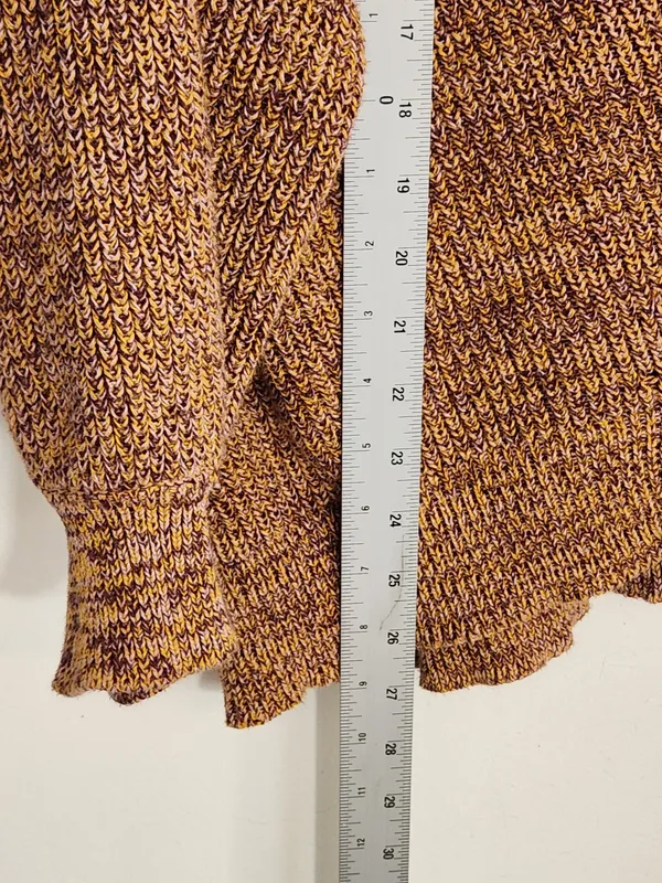 Daytrip Brown and Yellow Knit Cardigan Sweater Size Medium Flaw - Image 7