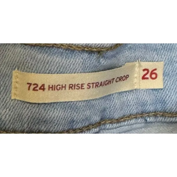 Levi's Womens‎ Jeans 724 High Rise Straight Crop Distressed Light Wash Denim 26 - Image 4
