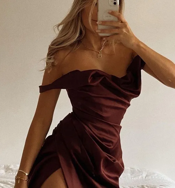 House of CB Rhoda Raisin Off Shoulder Corset Dress - Image 2