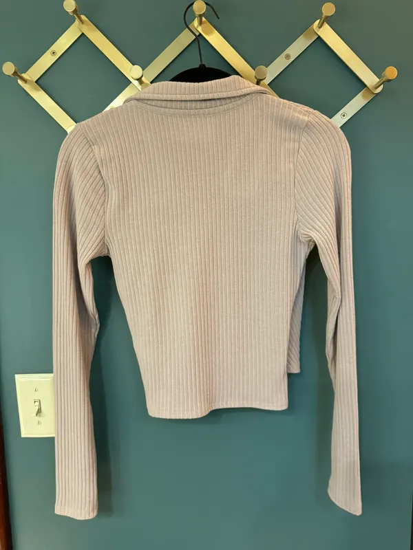 Abercrombie Long-Sleeve Ribbed Polo Wrap Top - Image 2