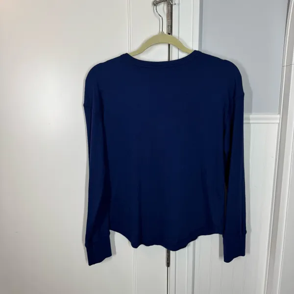American Giant Luxe Rib Womens small Blue Cotton‎ V-Notch Long Sleeve Pullover - Image 5