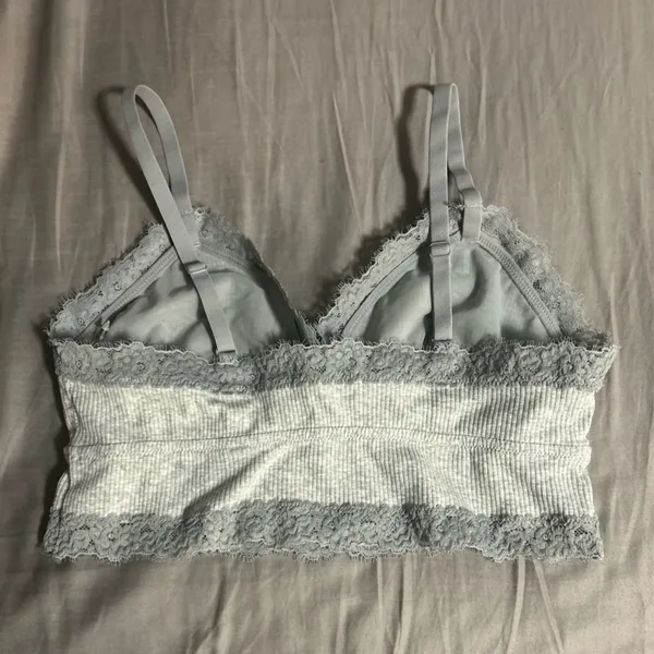 Aerie Gray Lace Trim Bralette Size L - Image 2