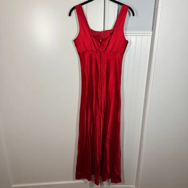 Vintage Y2K Be Smart Red Goth Dress Dark Romance Velvet‎ Rose Midi Maxi Dress - Image 3
