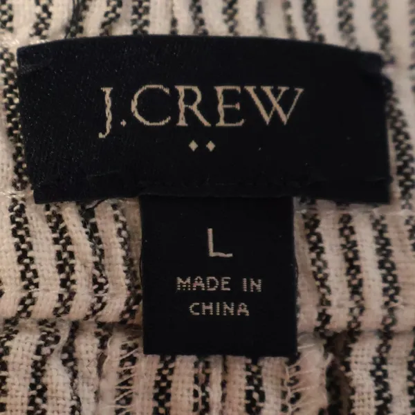 J Crew Striped Linen Blend Shorts Womens Size L Black White Coastal Beach Summer - Image 2