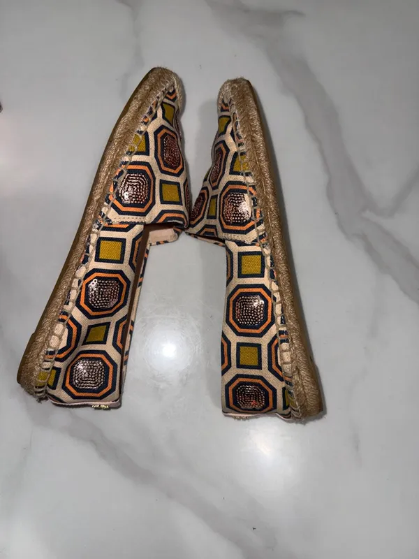 Tory Burch Pink and Yellow Geometric Espadrille Flats - Image 6