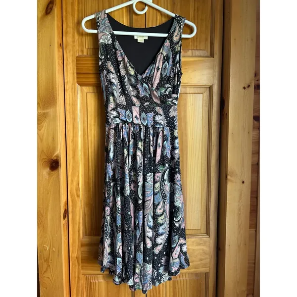 Anthropologie Maeve Leslie Paisley Midi Dress Womens XS‎ Faux Wrap Sleeveless - Image 3