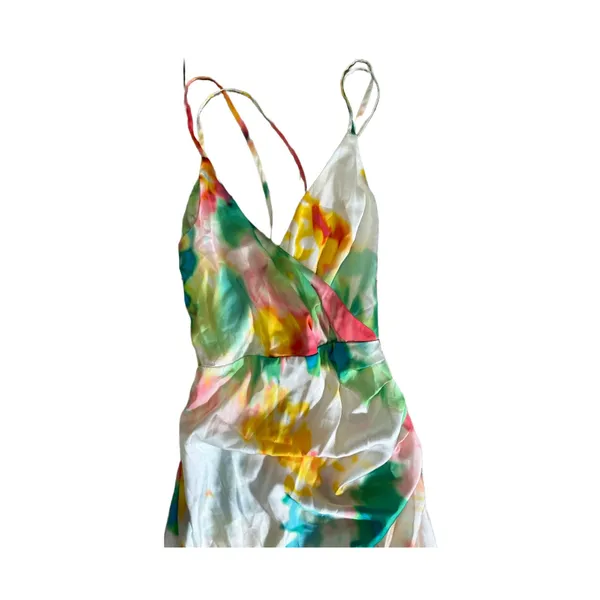 Zara NWT Womens XS Slip Sundress Asymmetrical Cowl Neck Floral Satin Sleeveless - Image 5