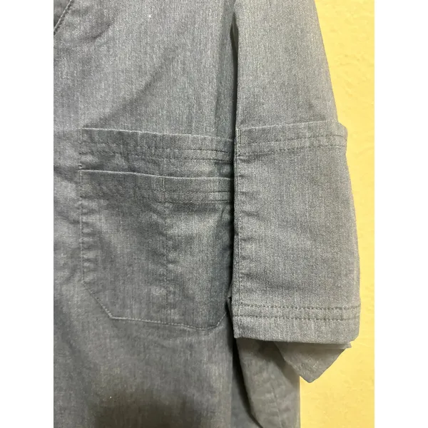 UA Butter Soft Stretch‎ Scrub Top Blue V Neck Short Sleeve Women's Size L - Image 4