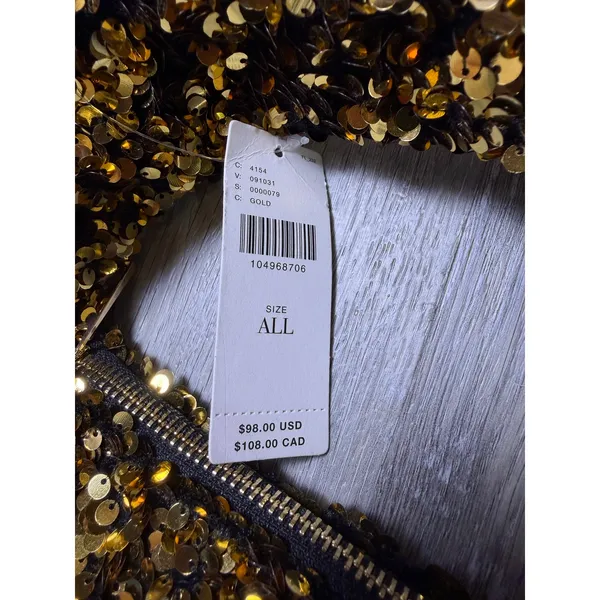 Anthropologie Gold Sequin Crescent Bag NEW - Image 2