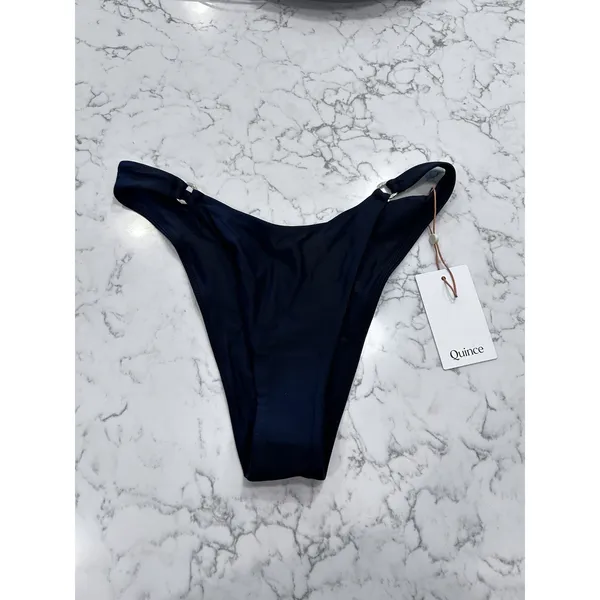 NWT Quince Black Italian High-Leg Ring Bikini Bottom Size Small - Image 3