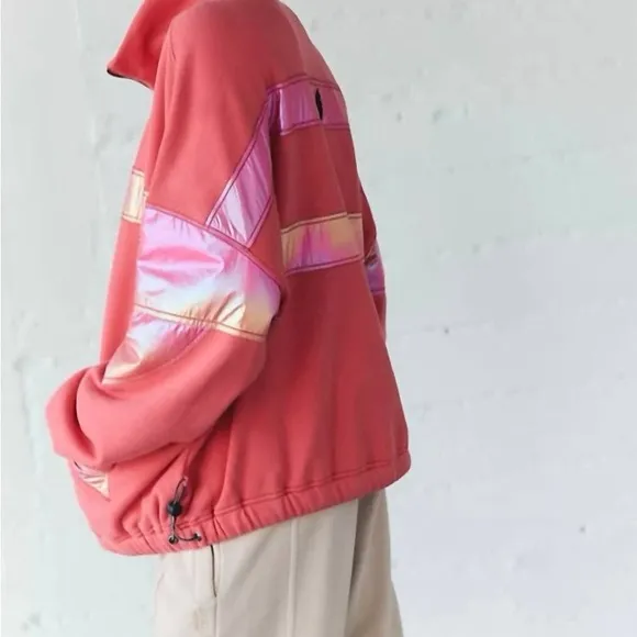 Free People Movement Away We Go Half Zip Pullover Pink Hibiscus Iridescent - Image 2