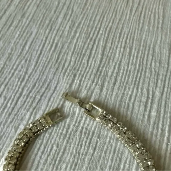 Tennis Bracelet Vintage “Renata” Rhinestone Silver Tone Tennis Prep Chic Elegant - Image 5