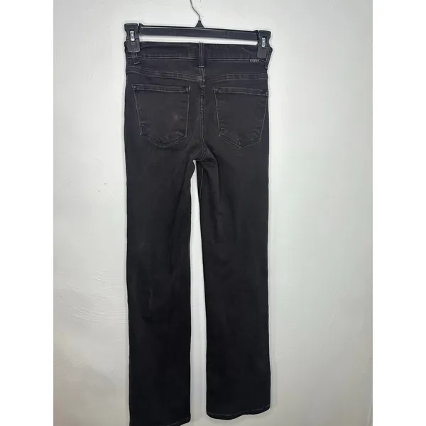 Risen Jeans Mid Rise Slim Straight Black Women's Size 1 25 Waist Stretch - Image 2