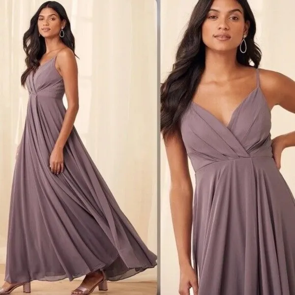 Lulu's‎ All About Love Maxi Dress Dusty Purple Size Small - Image 3
