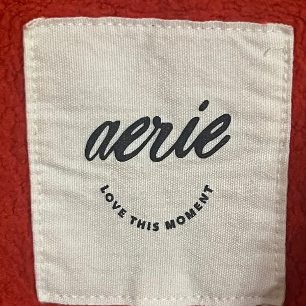 Aerie Women Red Hometown Holiday Fleece Quarter Zip Sherpa Fair Isle‎ Sweater L - Image 4
