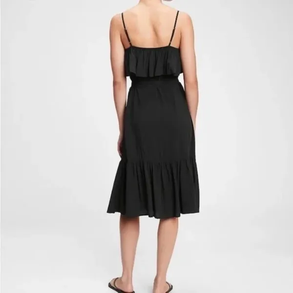Gap Button Front Ruffle Cami True Black‎ Sleeveless Midi Dress No Belt - S NWT - Image 15