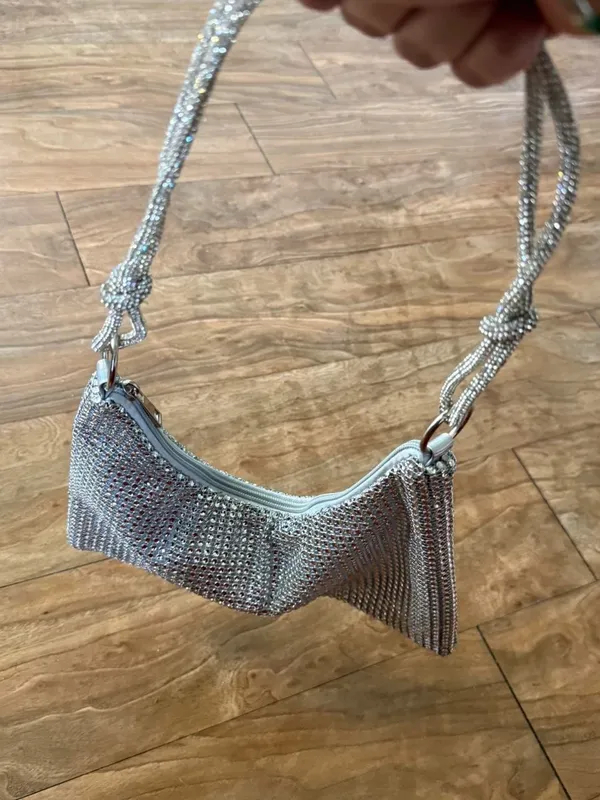 Silver Rhinestone Shoulder Bag - Image 4