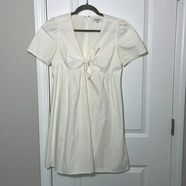 Madewell White Tie Front Poplin Mini Dress size 2‎ - Image 6