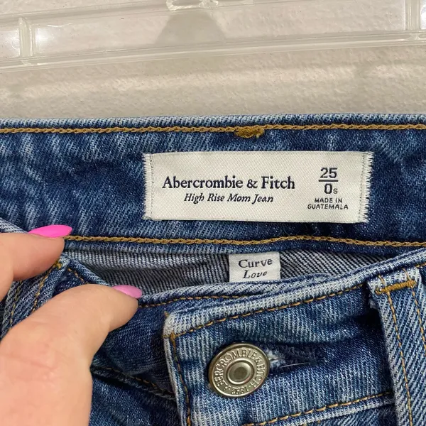 Abercrombie High Rise Mom Jeans‎ Raw Hem Ankle Denim Y2K 25 0S - Image 7