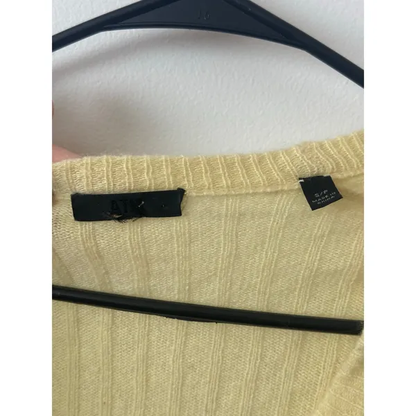 ATM S Cashmere Deep-V Cardigan in Light Yellow - Image 3