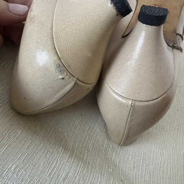 Bally Vintage Pumps Cream Leather Womens Shoes Size 7.5N Italy Snakeskin‎ Blush - Image 7
