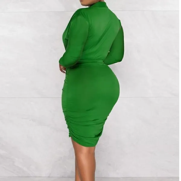 Women’s Sexy Green Long Sleeve BodyCon Party Dress Size 10/12 NEW - Image 2