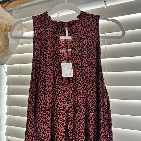 Free People Leopard Print swing mini dress swing tunic XL nwt boho - Image 3