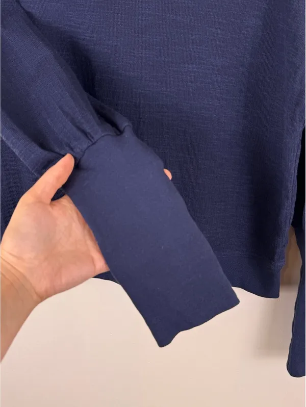 Apiece Apart Olimpio Puff Sleeve Sweatshirt Blue Cotton Women’s XL - Image 6