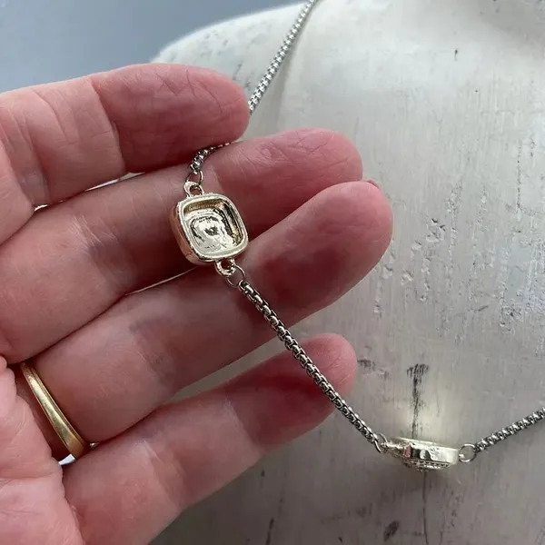 NWT MX Signature Gold Plated choker with square decor CZ pendants - Image 5
