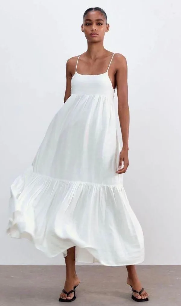 Zara NWT White Combination MIDI DRESS. Size Large. - Image 10
