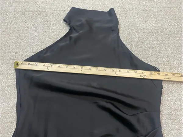 Hello Molly Black Halter Satin Maxi Dress with Side Slit Size L US8 - Image 12
