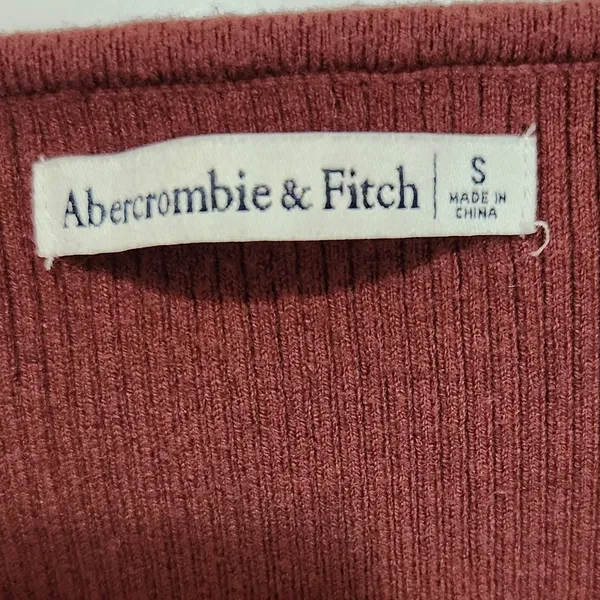Abercrombie & Fitch Red Brown Scoop Neck Corset Sweater Long Sleeve Top Small - Image 4